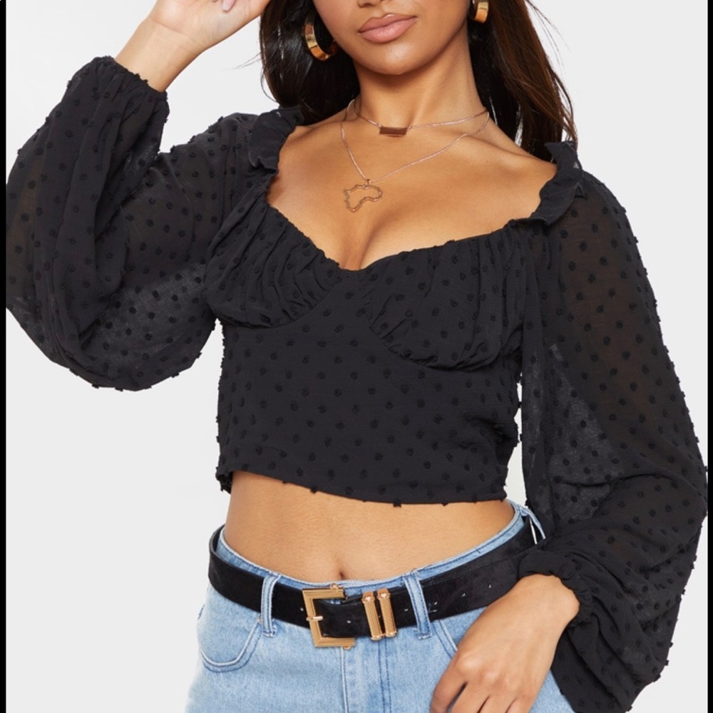 Prettylittlething Bobby Mesh Crop Top Blouse